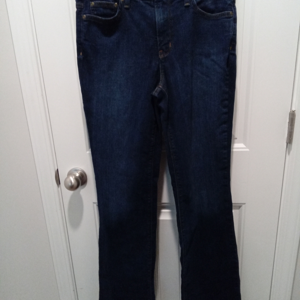 NYDJ Los Angeles Barbara Sz 8 Lift X Tuck Technology Bootcut Dark Denim Jeans